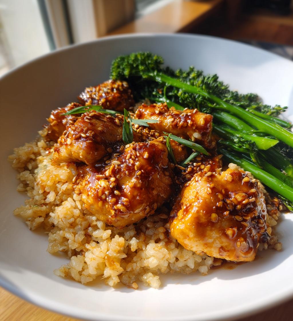 Gochujang Chicken with Broccolini & Crispy Rice