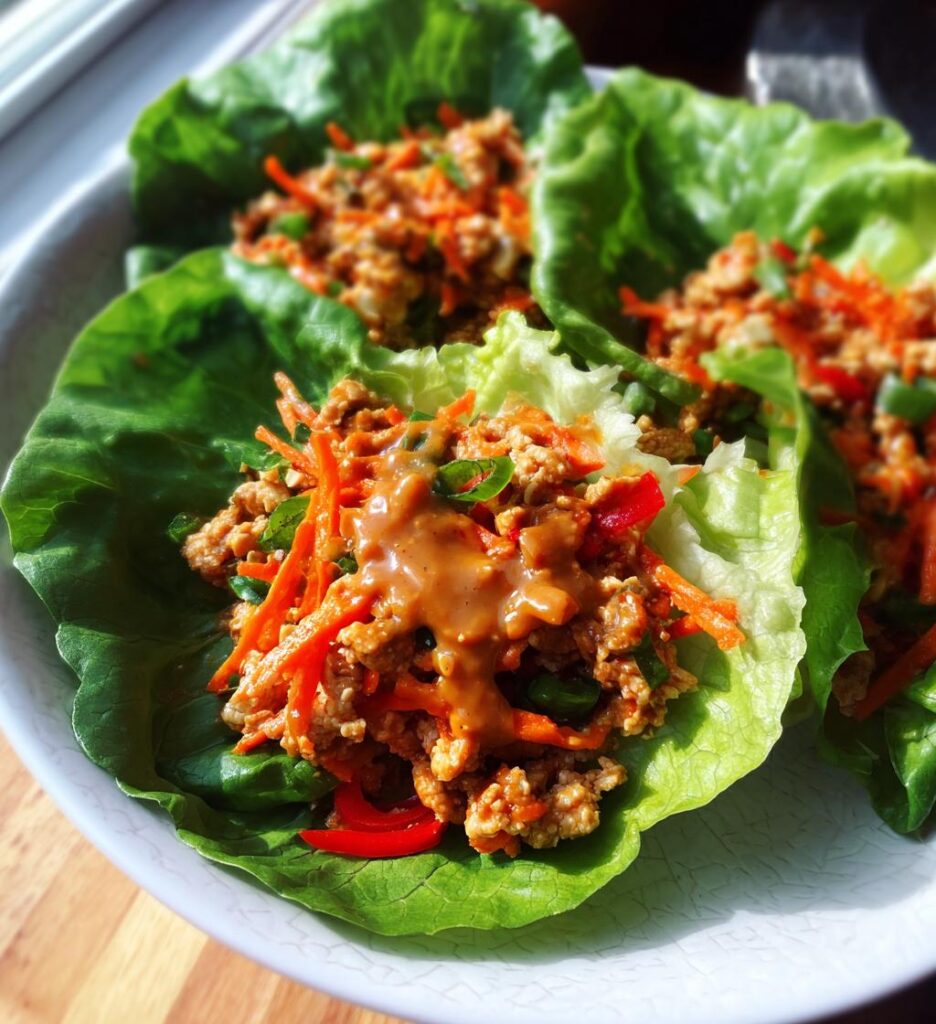 chicken peanut lettuce wraps