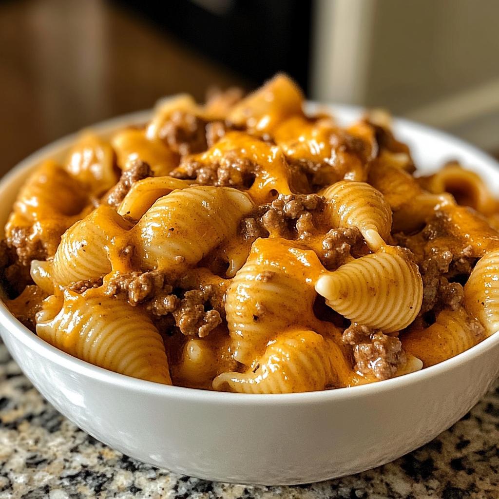 creamy beef and shells