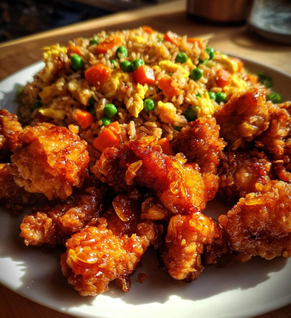 orange chicken and fried rice