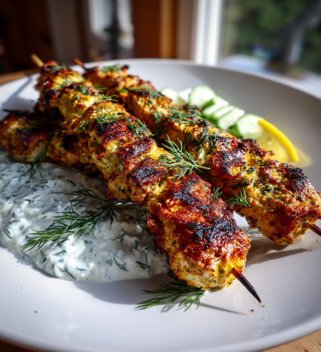 Greek Chicken Souvlaki with Tzatziki Sauce