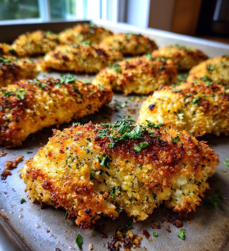 Sheet Pan Crispy Parmesan Garlic Chicken