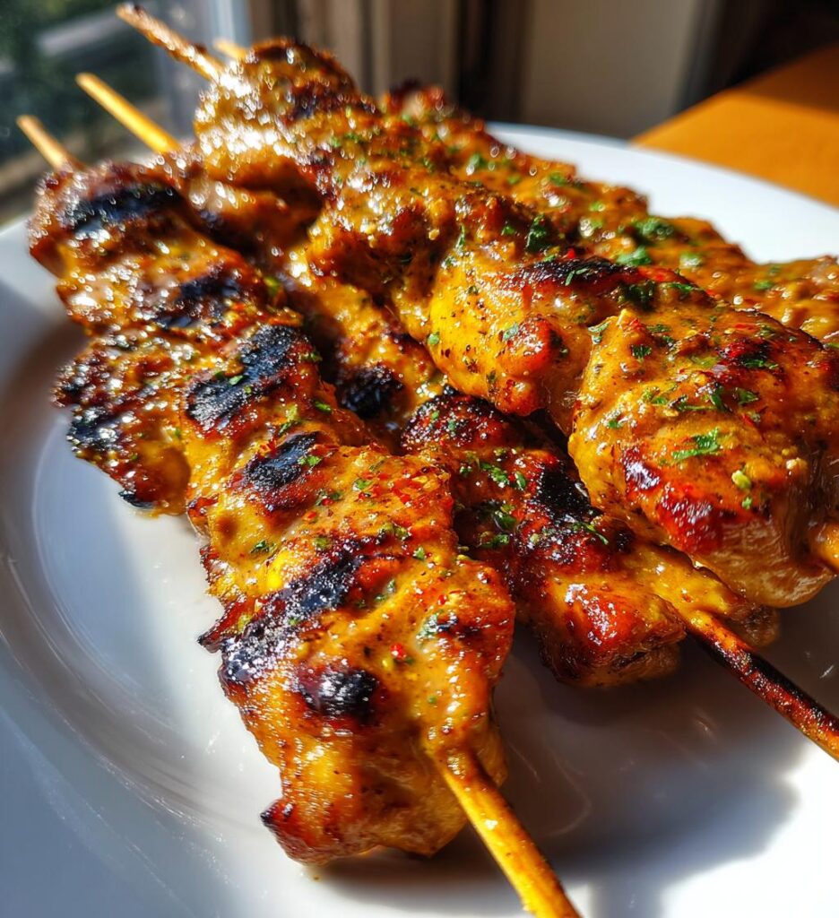 Spicy Peanut Chicken Skewers