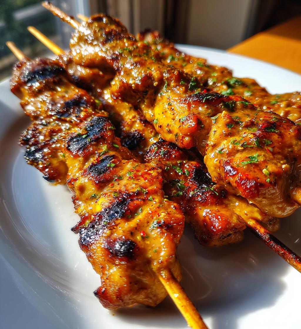 Spicy Peanut Chicken Skewers