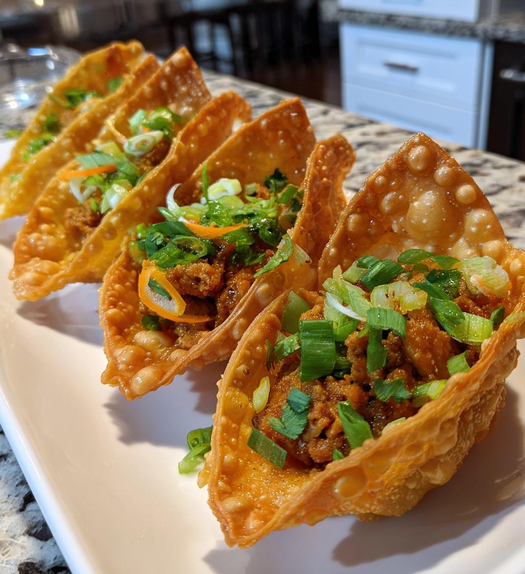 asian chicken wonton tacos