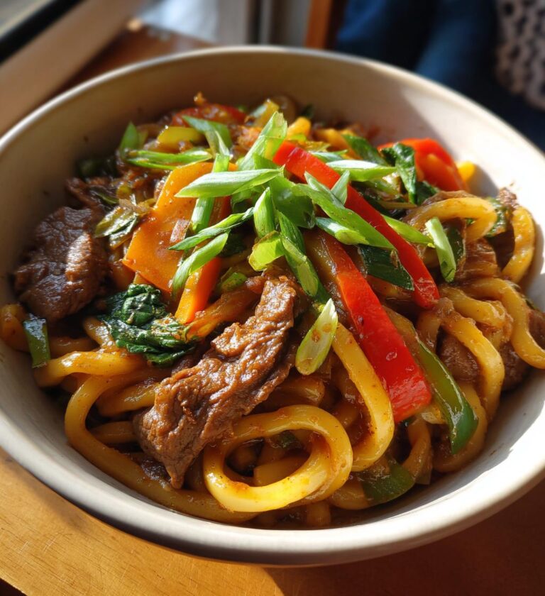 black pepper beef udon noodles