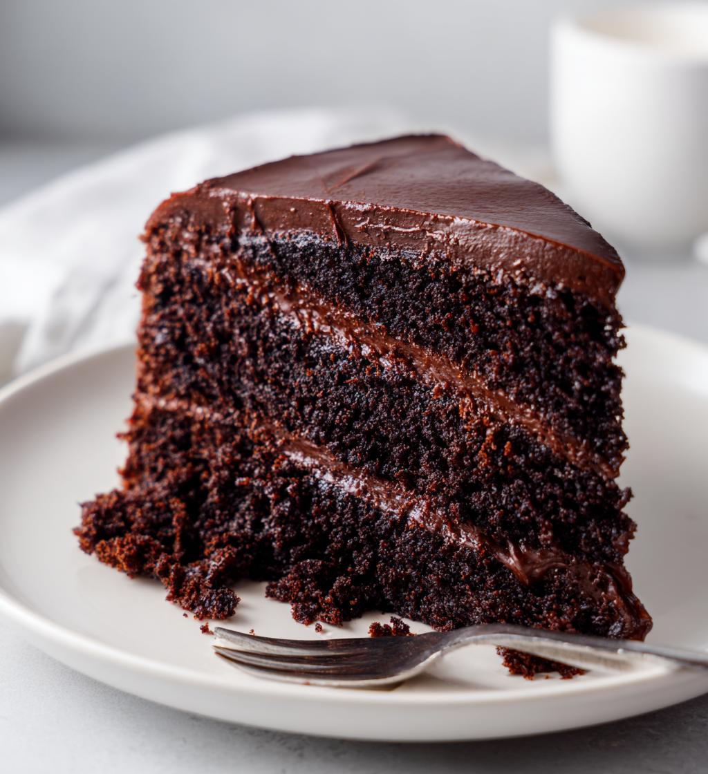 moist and fudgy chocolate cake