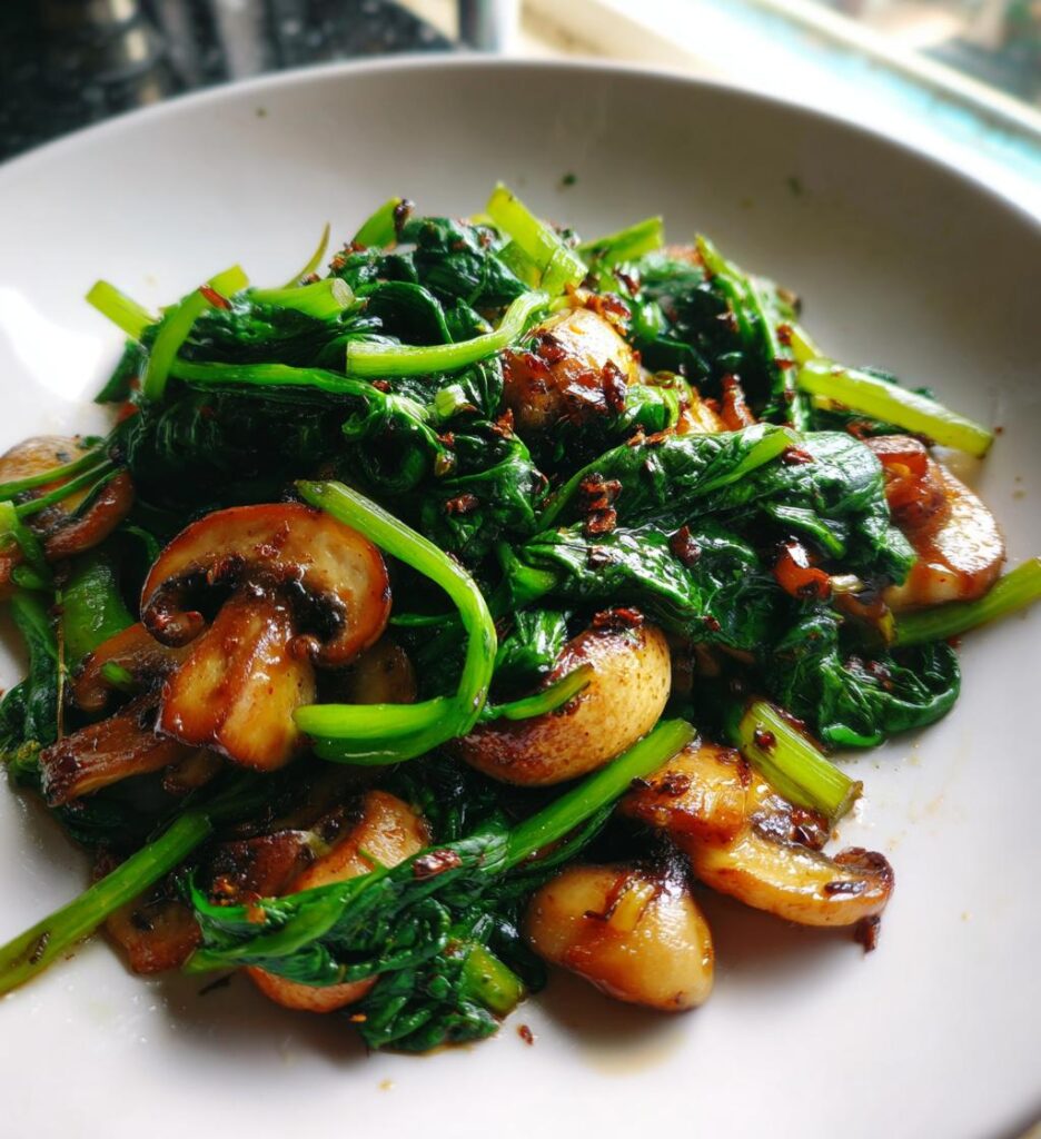 sauteed mushrooms with spinach