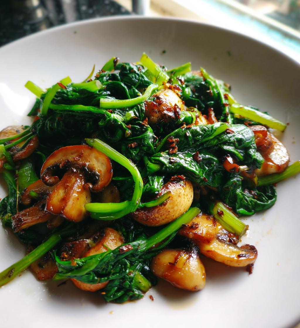 sauteed mushrooms with spinach