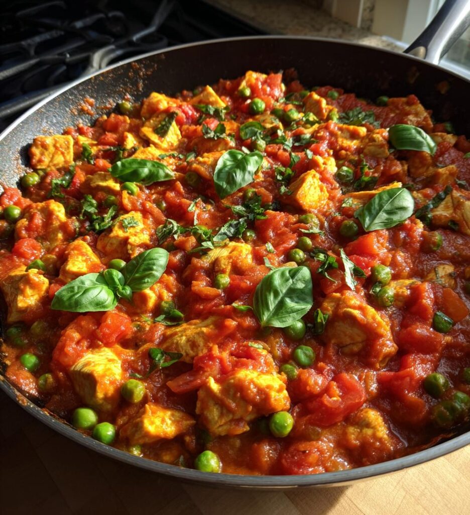 Chicken and Peas Arrabbiata