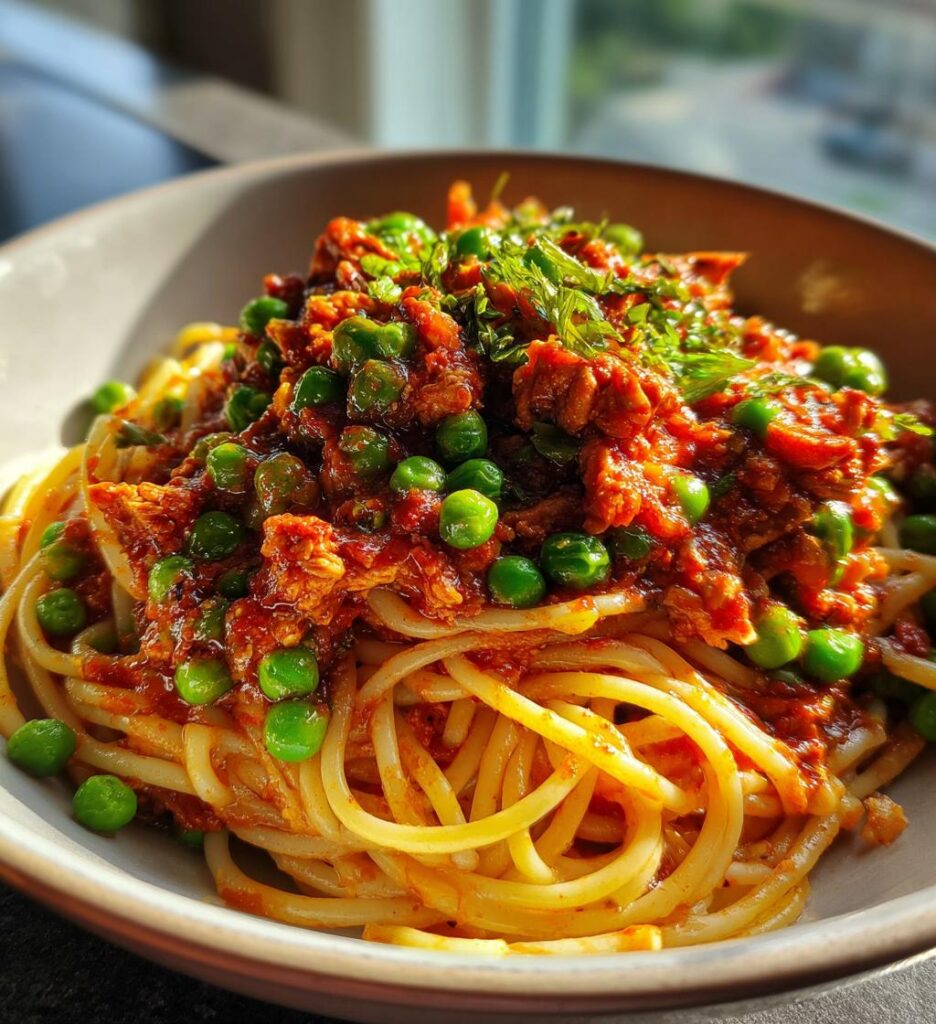 Chicken and Peas Bolognese