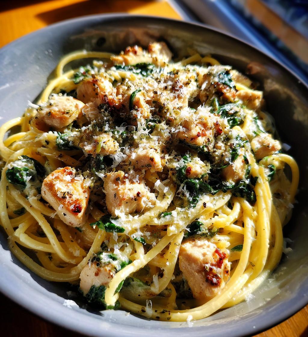Chicken and Spinach Carbonara
