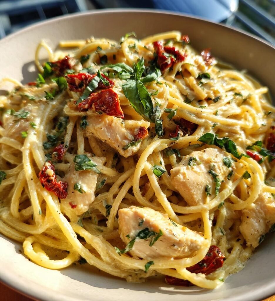 Chicken and Sun-Dried Tomato Carbonara