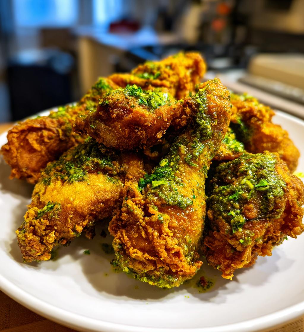 Crispy Pesto Fried Chicken