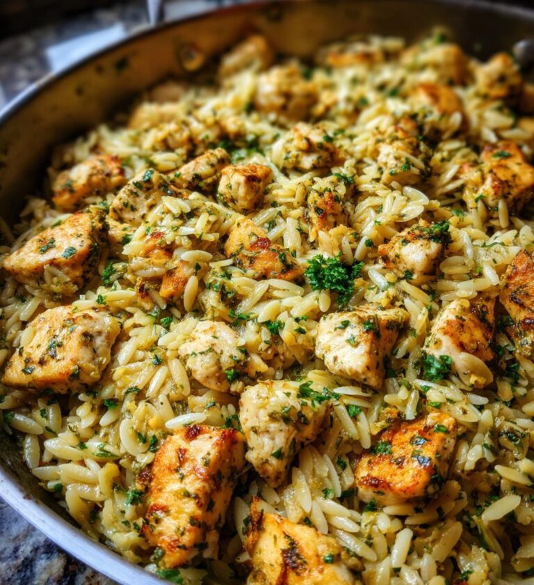 Garlic Chicken with Orzo Noodles