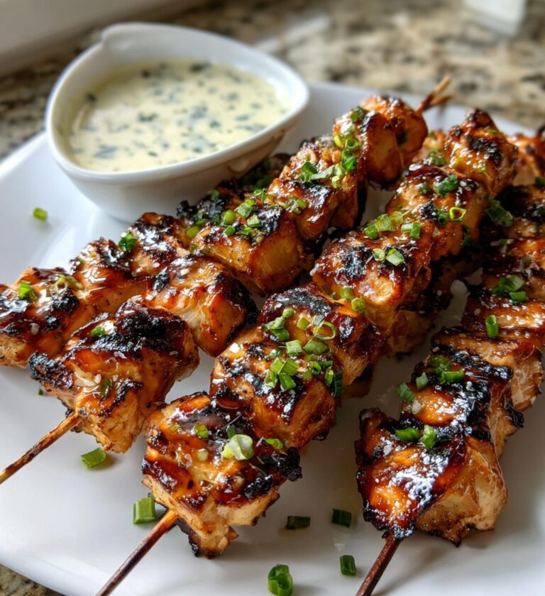 Grilled Chicken Teriyaki Skewers with Miso Ranch