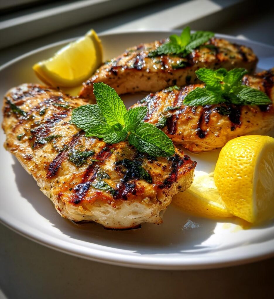 Grilled Chicken with Lemon Mint Marinade