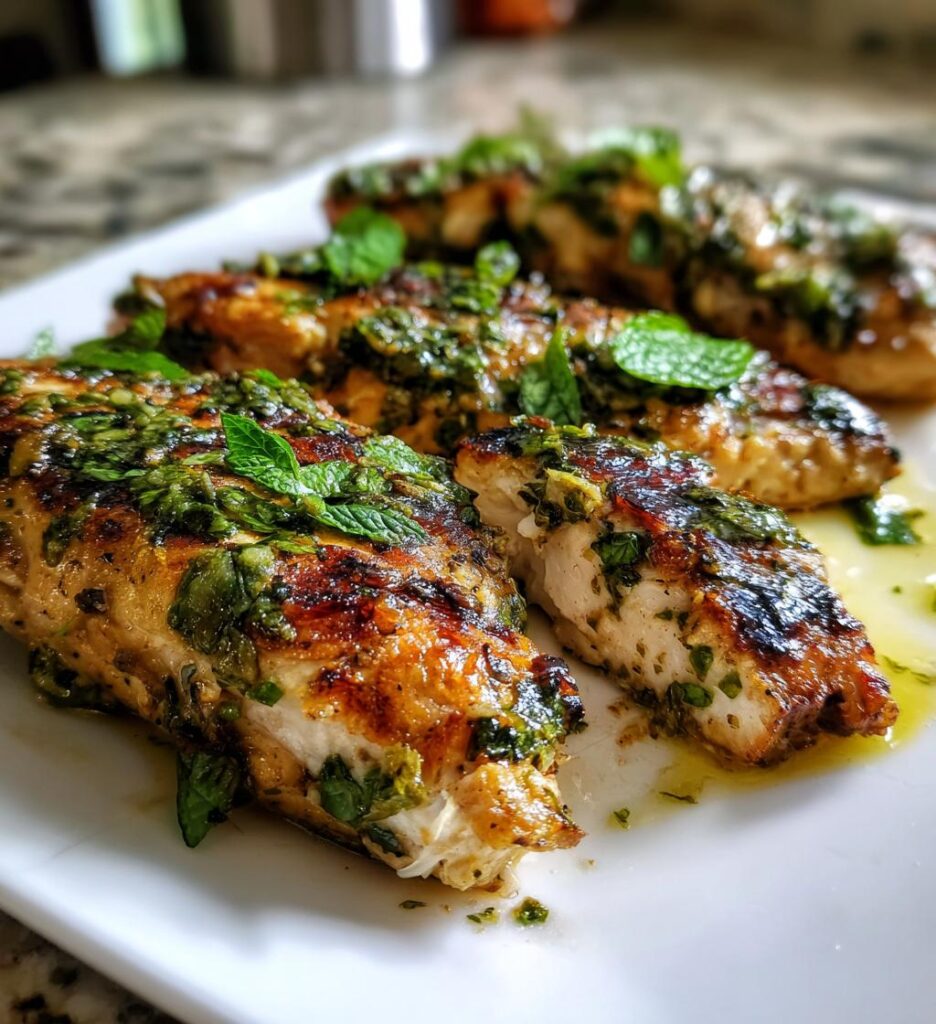 Grilled Chicken with Lemon Mint and Garlic Marinade