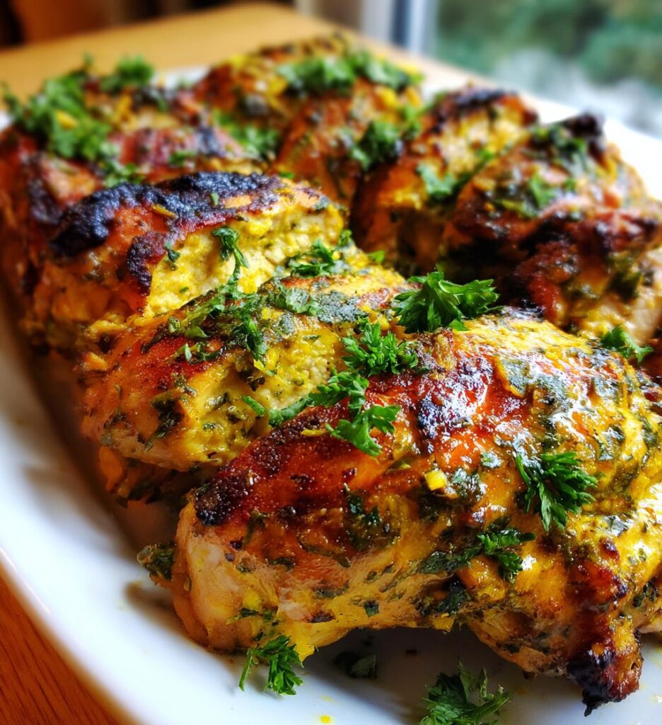 Grilled Chicken with Lemon Saffron and Garlic Marinade