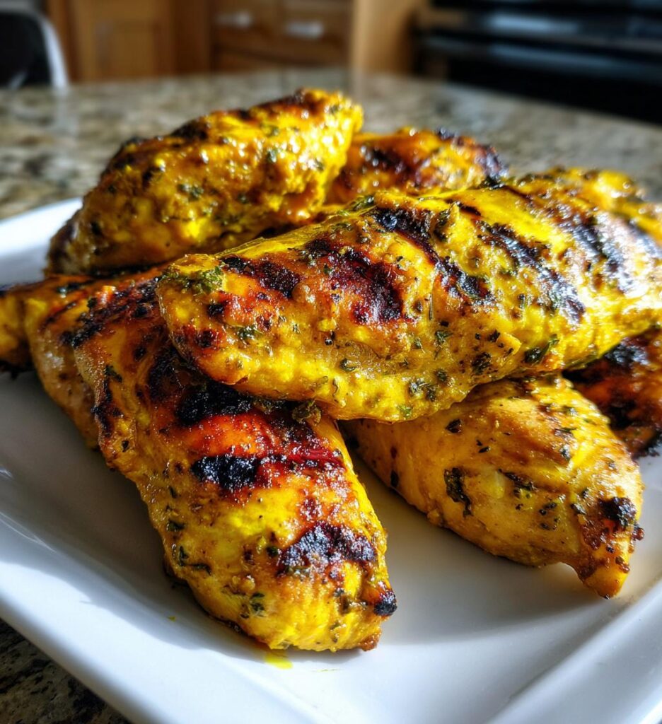 Grilled Chicken with Lemon Turmeric and Garlic Marinade