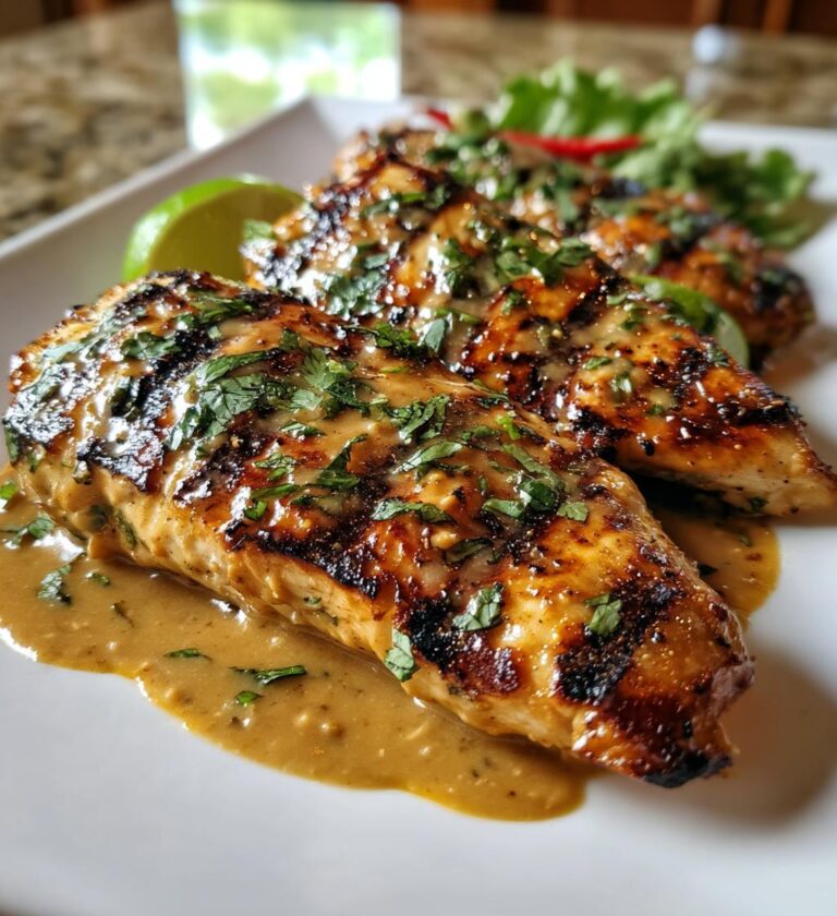 Grilled Chicken with Satay Coconut Marinade and Thai Peanut Sauce