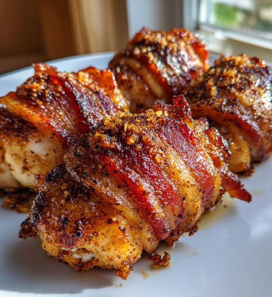 Sweet and Spicy Bacon Wrapped Chicken