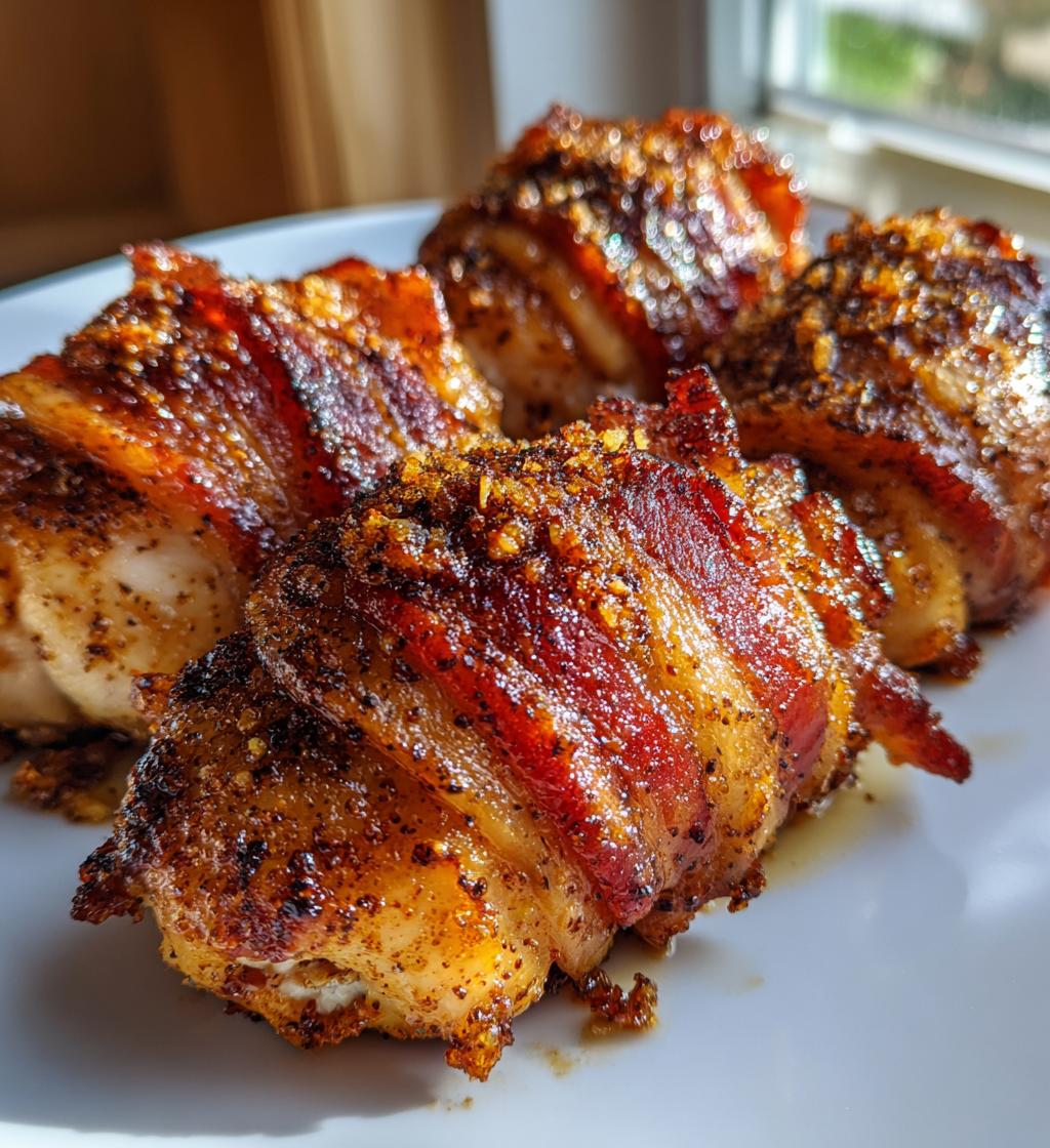Sweet and Spicy Bacon Wrapped Chicken