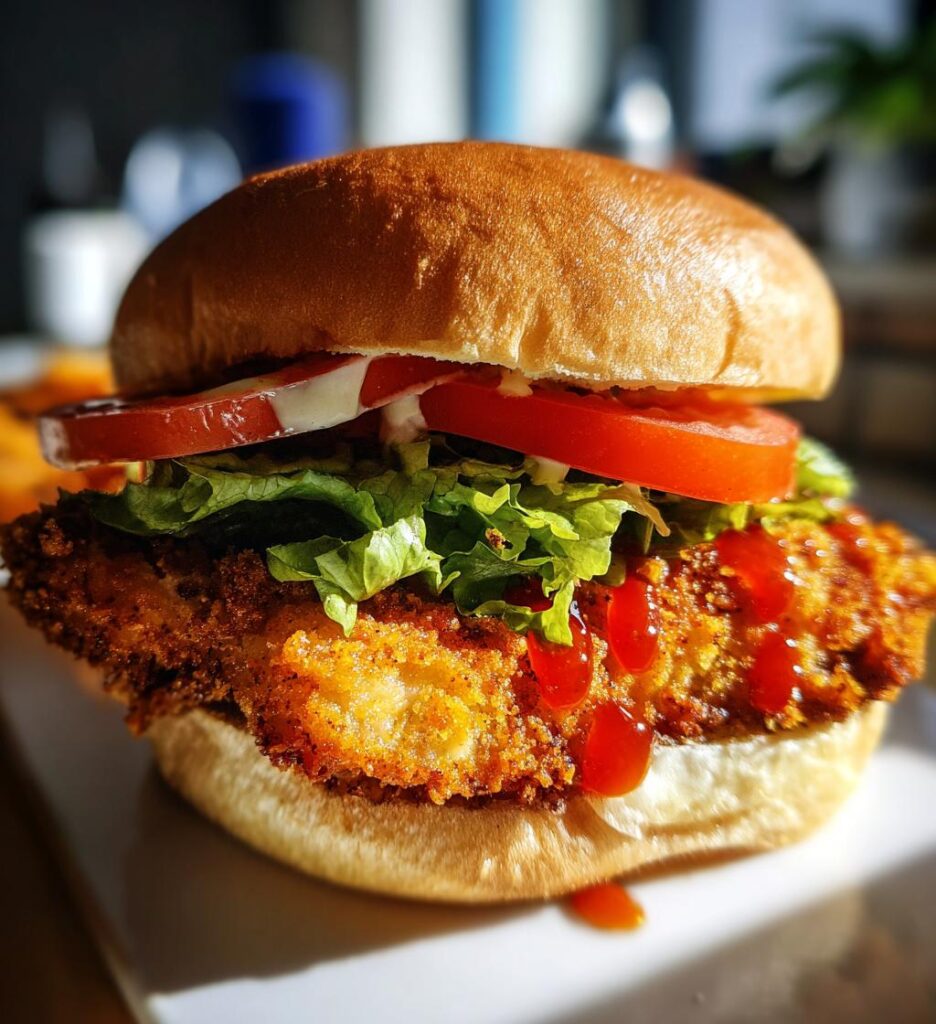 Air Fryer Crispy Chicken Burger