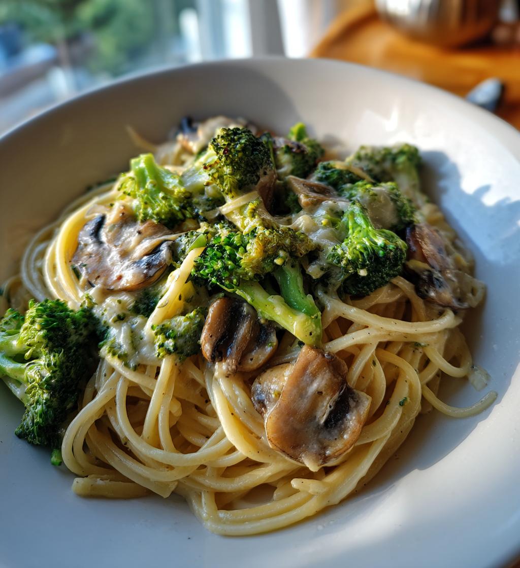 Creamy Mushroom and Broccoli Pasta