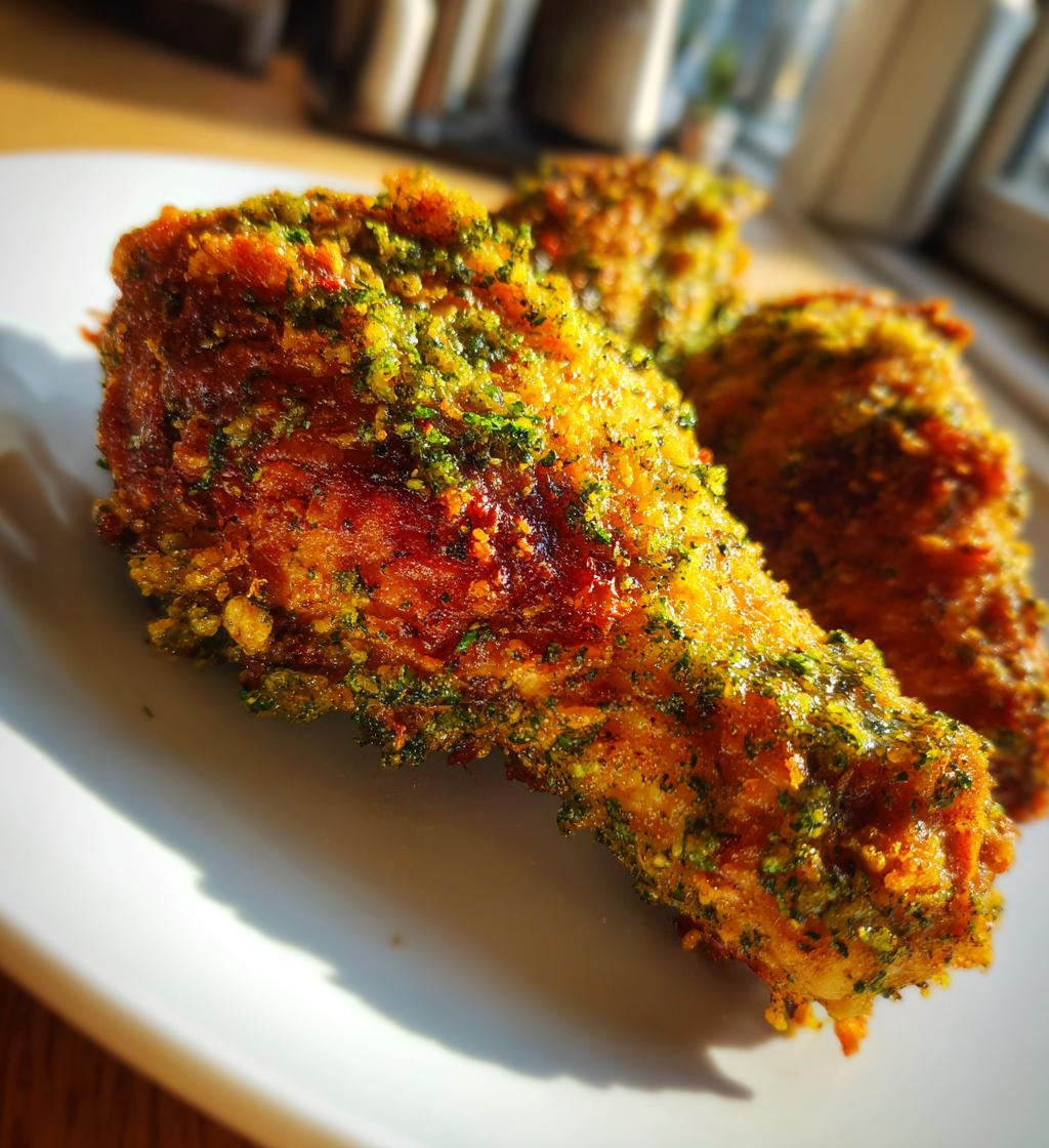 Crispy Pesto Fried Chicken