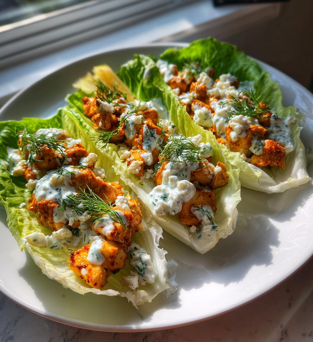 Greek Chicken Lettuce Wraps with Feta Sauce