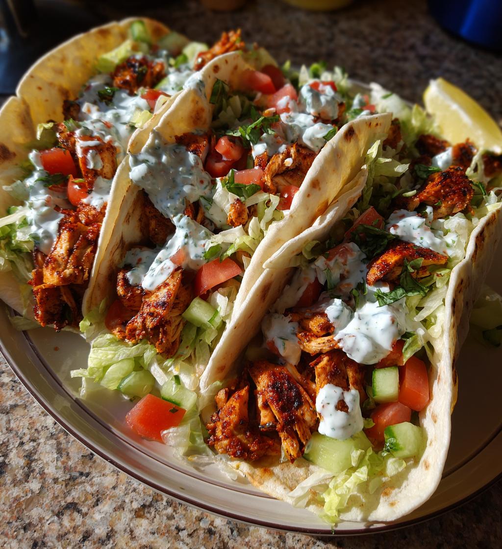 Grilled Chicken Gyro Tacos with Mint Yogurt