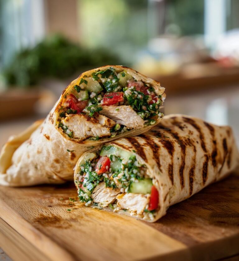 Lemon Oregano Chicken Wraps with Tabbouleh