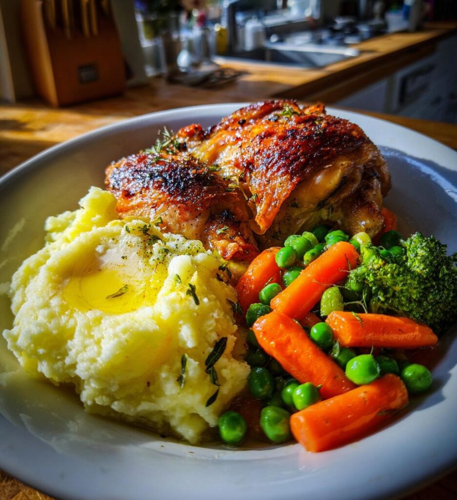 Roast Chicken with Mash and Veg