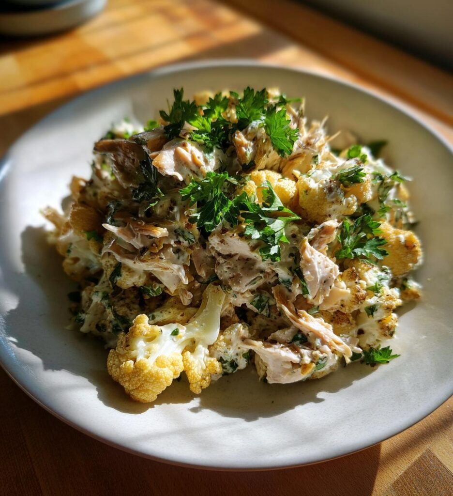 Chicken Salad with Cauliflower and Garlic