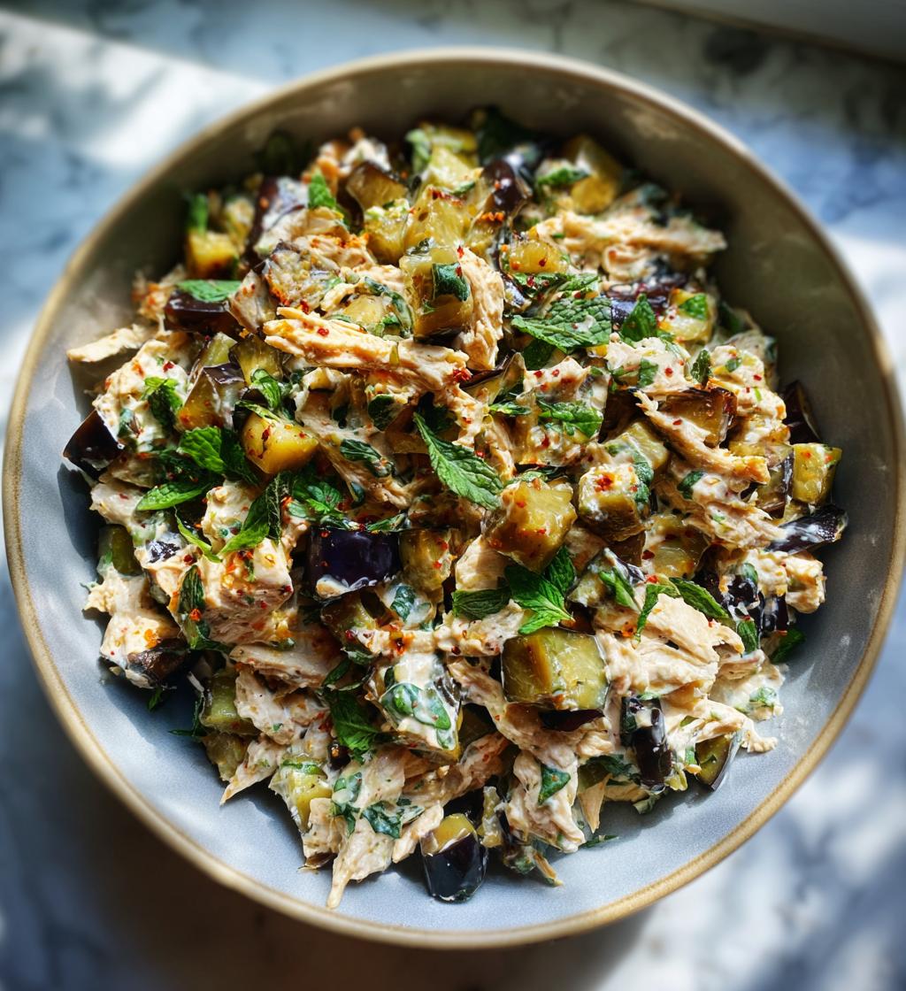 Chicken Salad with Eggplant and Mint