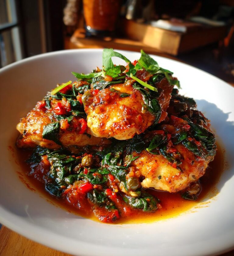 Chicken and Spinach Puttanesca